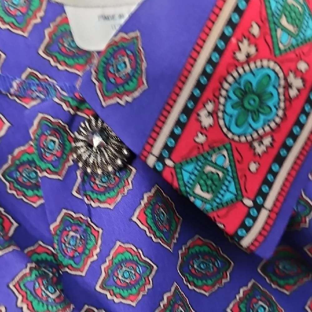 Leslie Fay Vintage Paisley Purple Pleated Skirt And Blouse Set 10